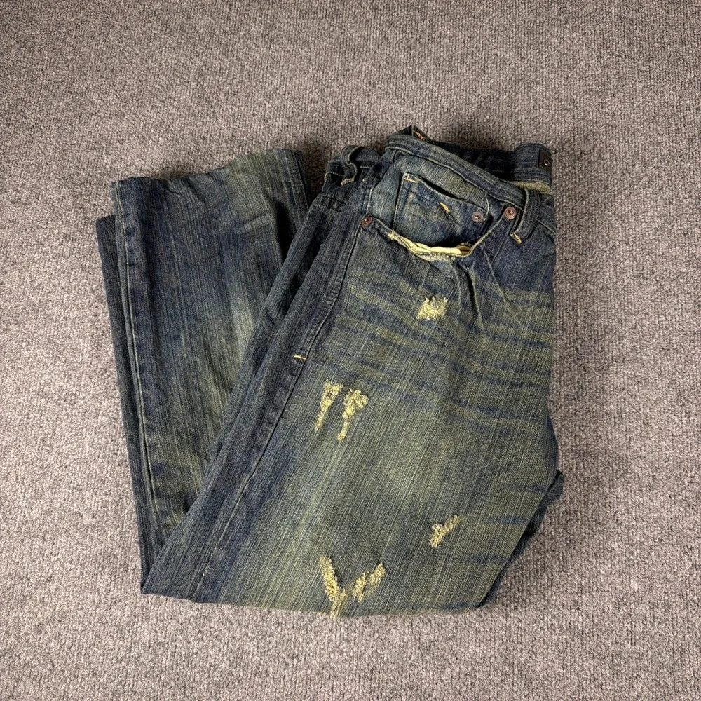 Jordan Craig Men Jeans Distressed 34‎ x 32 Straight Hem Finish Cotton